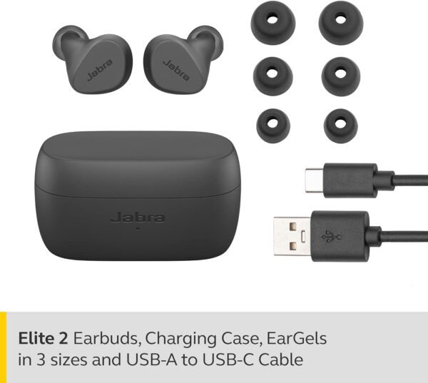 Jabra Elite 2 In Ear Wireless Bluetooth Earbuds – Noise Isolating True Wireless buds with 2 built-in Microphones, Rich Bass, Customizable Sound and Alexa Built-in (Android Only)- Dark Grey - Image 3