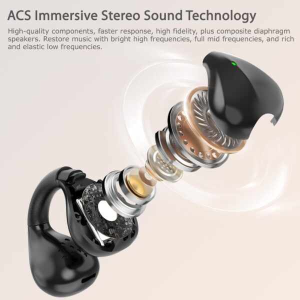 Rescien Open Ear Wireless Clip Earbuds Sport Earphones with Bluetooth 5.3 Earpods for Android and iPhone Headphones Sports 3D Stereo Sound On Earphones for Sport Running Cycling Driving Gym - Image 9