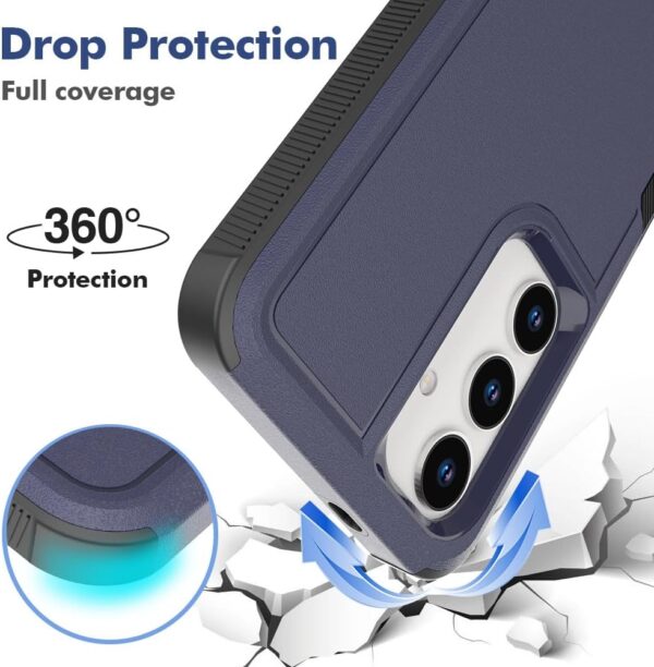 for Samsung Galaxy S24 Case: Dual Layer Protective Heavy Duty Cell Phone Cover Shockproof Rugged with Screen Protector - Military Protection Bumper Tough - Samsung Galaxy S24 2024, Blue - Image 4