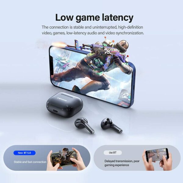 Lenovo LivePods LP40 TWS Semi-In-Ear Earbuds BT 5.0 True Wireless Earbuds with Touch Control Handsfree Call Stereo Sound Noise Cancelling Headphones with Two-Ear Design, Black - Image 9