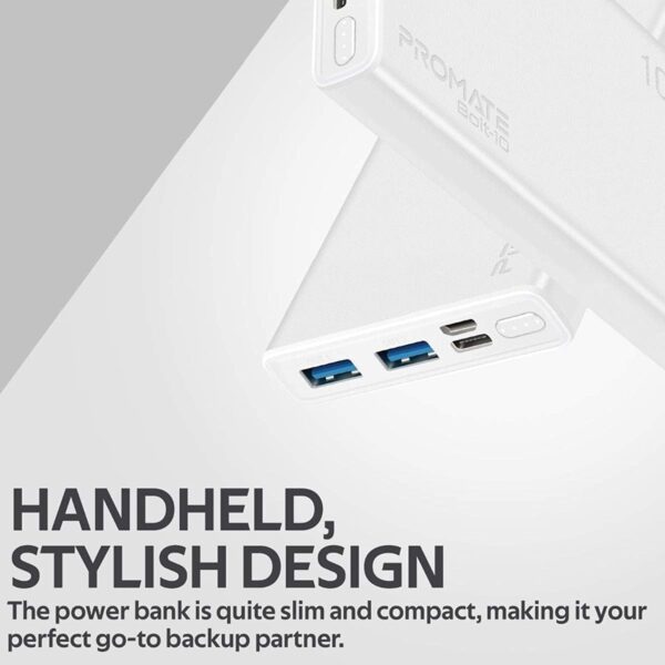 Promate 10000mAh Portable Charger, Fast Charging 2.0A Dual USB Premium Battery Power Bank with Input USB Type-C Port, Over Charging Protection for Smartphones, Tablets, iPod, Bolt-10 (White) - Image 6