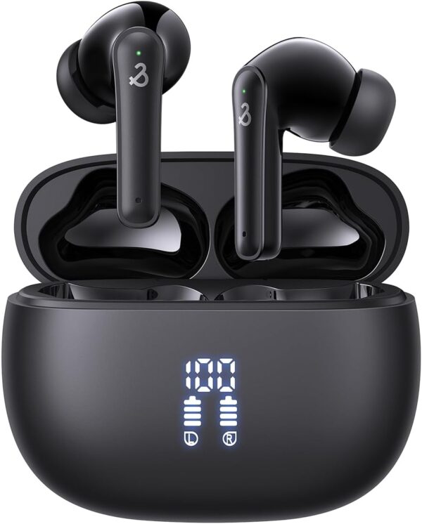 YELKUTT Earbuds Headphones Wireless, Earphones with HiFi Stereo Deep Bass, Bluetooth 5.3 Earphones with 6 ENC Noise Cancelling Mic, 50H Playtime, Dual LED Display, IPX8 Waterproof - Image 2