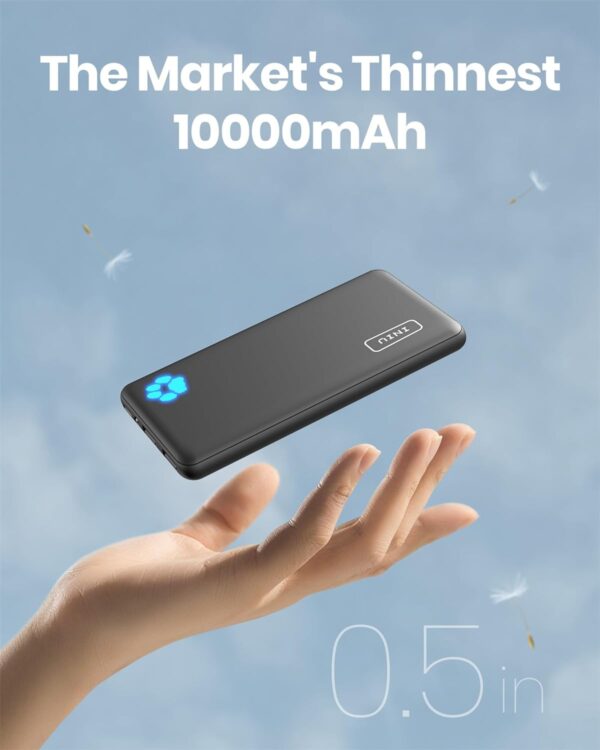 INIU Power Bank, USB C in&out Slimmest 10000mAh Portable Charger, Triple 3A High-Speed Charge External Battery Pack, Flashlight Phone Charger for iPhone 16 15 14 13 12 11 X Samsung S22 S21 Google iPad - Image 3