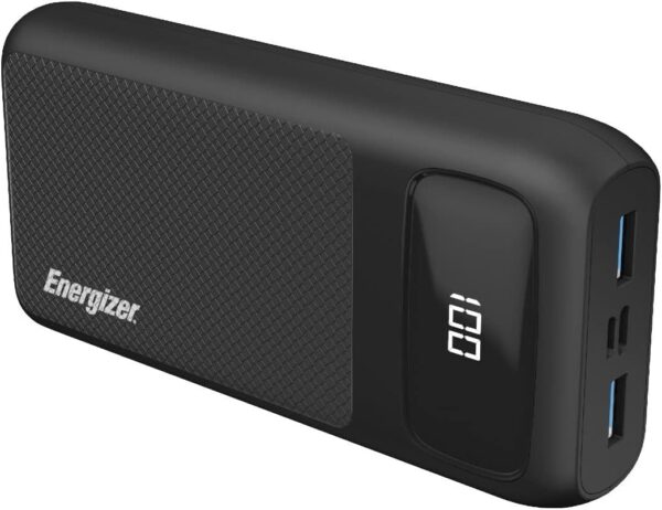 Energizer 20000 mAh Power Bank with 20W Power Delivery for iPhone and 18W Smart Fast Charge for Android, Triple Outputs, With LCD Indicator, Black - Image 3