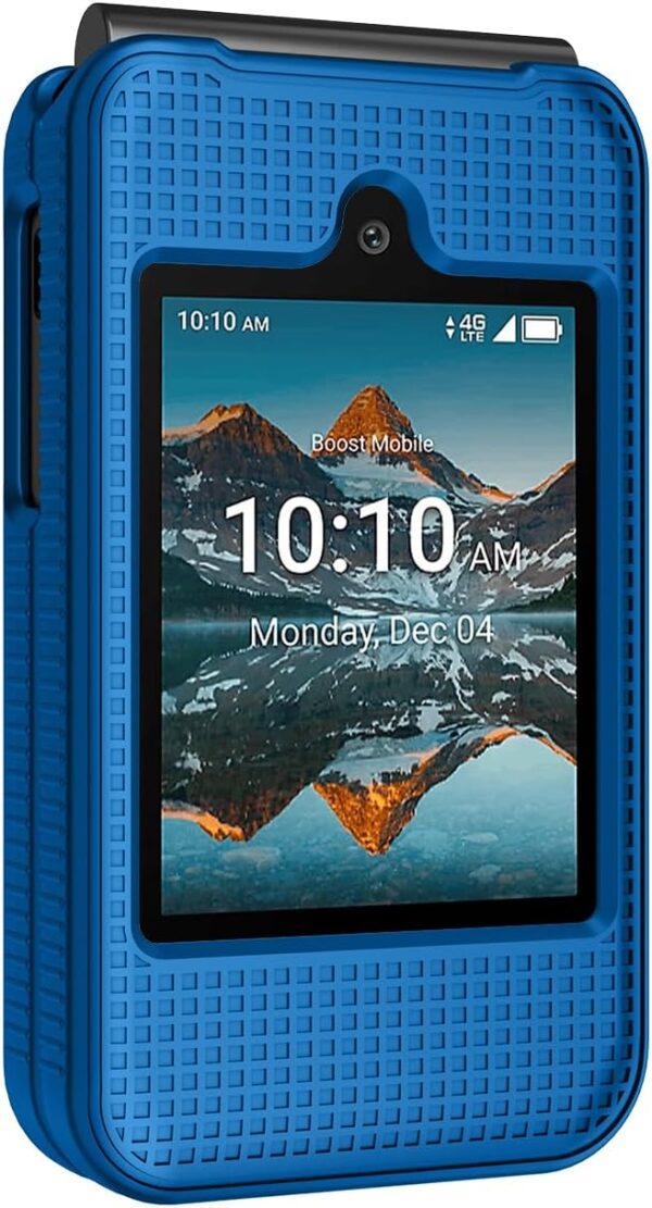 Case for Consumer Cellular Iris Easy Flip Phone/Boost Mobile Summit Flip 4G, Nakedcellphone Slim Hard Shell Protector Cover [Anti-Fingerprint, Grid Texture] for SL006D (2024) - Cobalt Blue - Image 8