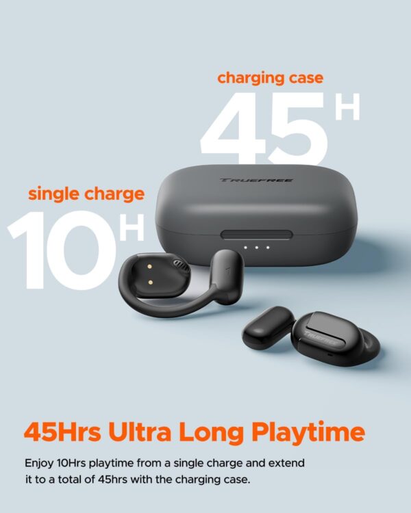 TRUEFREE O1 Open Ear Headphones Bluetooth V5.3, Air Conduction Tech for Sports, Wireless Earbuds with Ear Hooks, 4 Mics Clear Calls 16.2mm Enhanced Bass Driver, 54Hrs Playtime, for Workout App Control - Image 5