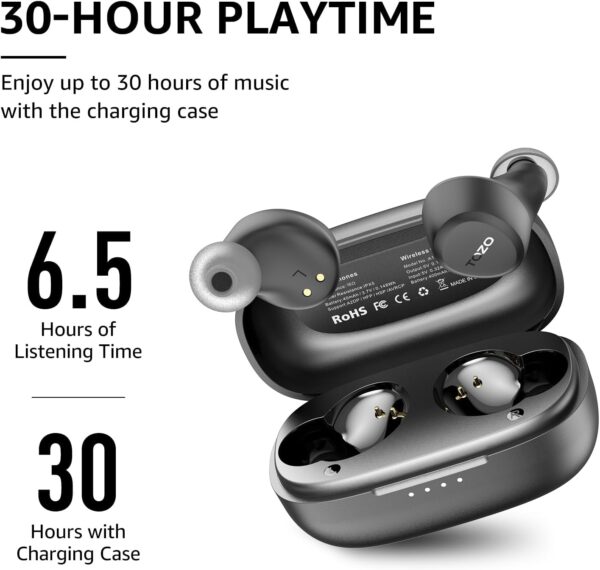 TOZO A1 Mini Wireless Earbuds Bluetooth 5.3 in Ear Light-Weight Headphones Built-in Microphone, IPX5 Waterproof, Immersive Premium Sound Long Distance Connection Headset with Charging Case, Black - Image 7