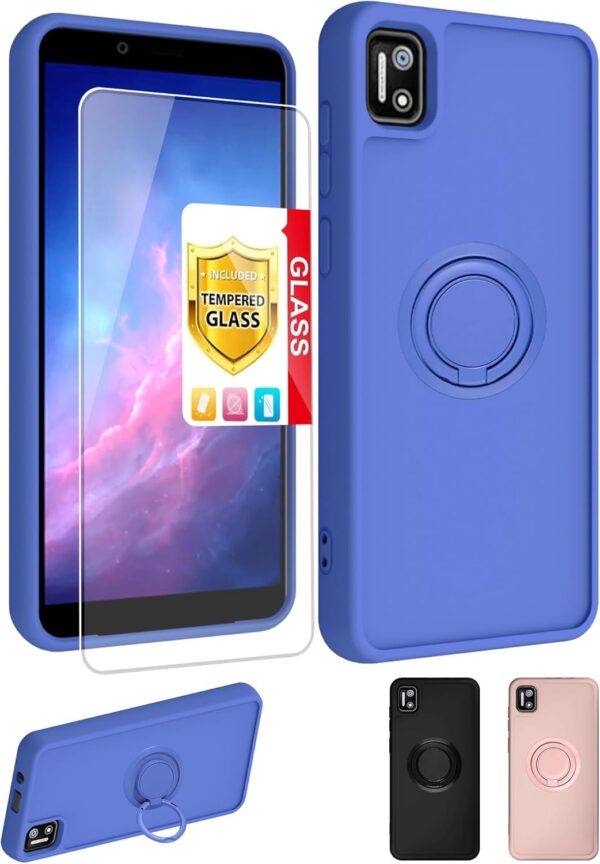 jioeuinly Cloud Stratus C7 Case Compatible with Cloud Mobile Stratus C7 Phone Case Cover [with Tempered Glass Screen Protector][Speaker Transfer Design] Blue - Image 2