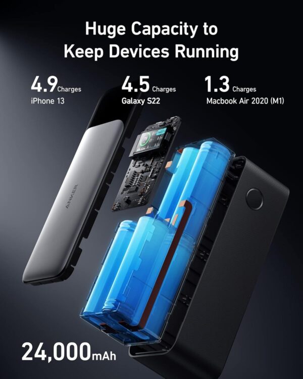 Anker 737 Power Bank (PowerCore 24K), 24,000mAh 3-Port Portable Charger with 140W Output, Smart Digital Display, Compatible with MacBook Pro/Air, iPhone 16/15/14 Series, Samsung, Huaiwei, Dell - Image 5