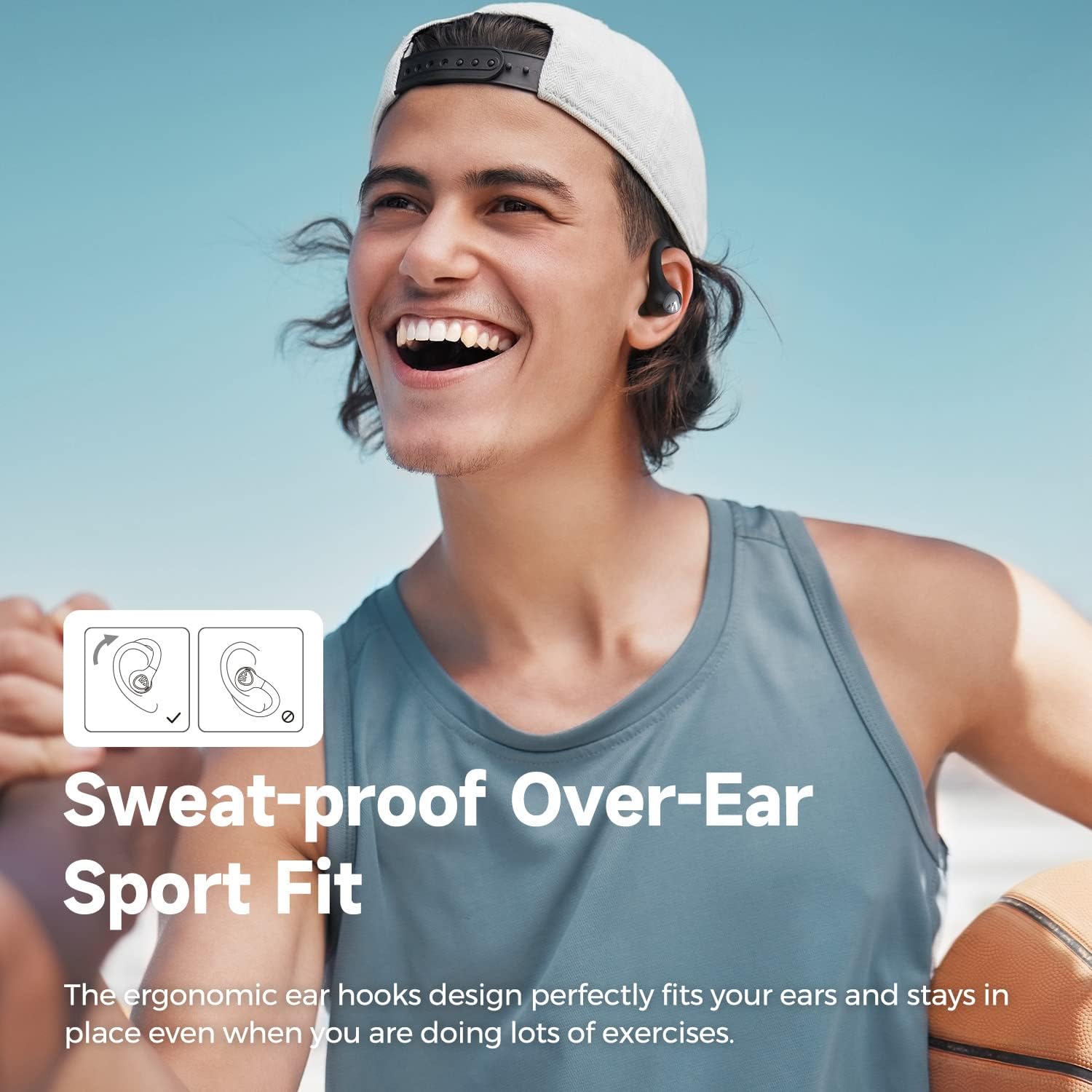 SoundPEATS Wings2 Wireless Sport Headphones, Bluetooth 5.3 Over-Ear Wireless Earbuds With Ear Hooks, Sweat-proof Earphones for Running & Workouts, 13mm driver, Built-in Mic, App, Comfort Fit, 30Hrs - Image 3