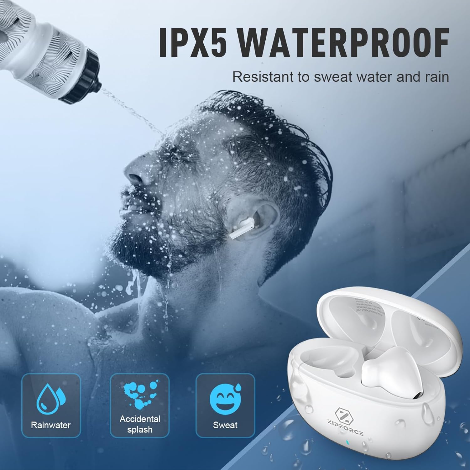 ZIPFORCE True Wireless Earbuds, in-Ear Bluetooth 5.3 Headphones 4-Mics ENC Clear Call, Bluetooth Earbuds Touch Control 40 Playtime, IPX6 Waterproof TWS, Light-Weight Earphones - Image 9
