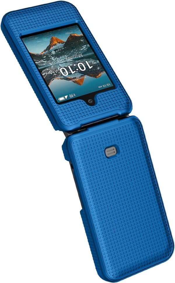 Case for Consumer Cellular Iris Easy Flip Phone/Boost Mobile Summit Flip 4G, Nakedcellphone Slim Hard Shell Protector Cover [Anti-Fingerprint, Grid Texture] for SL006D (2024) - Cobalt Blue - Image 6