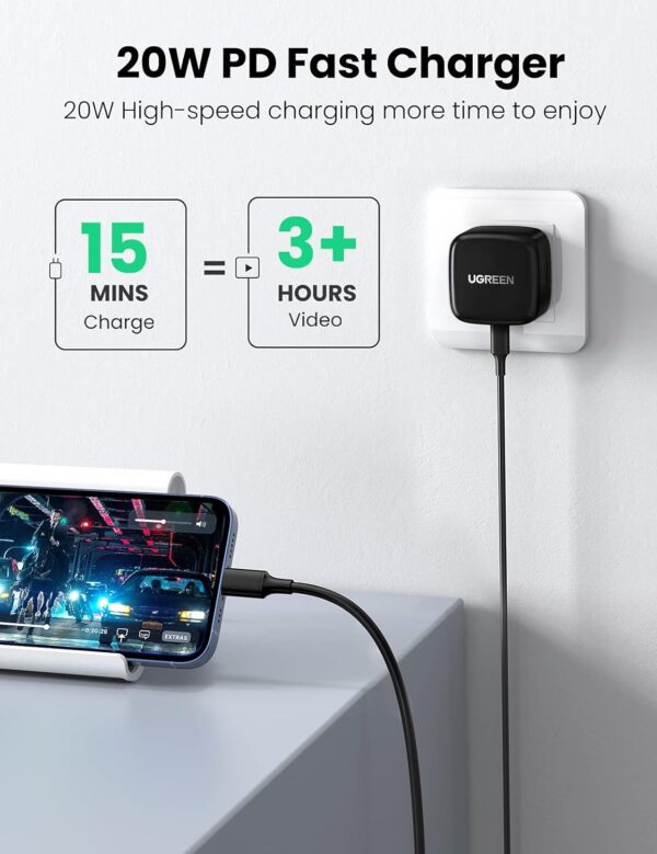UGREEN iPhone 16 Pro Charger Fast PD20W USB C Wall Charger Fast Charging Type-C Charger Plug Universal Travel Adapter USB-C Plug Compatible for iPhone 16/16 Pro Max/16 Pro/16Plus/15/14/13,Samsung,etc - Image 4