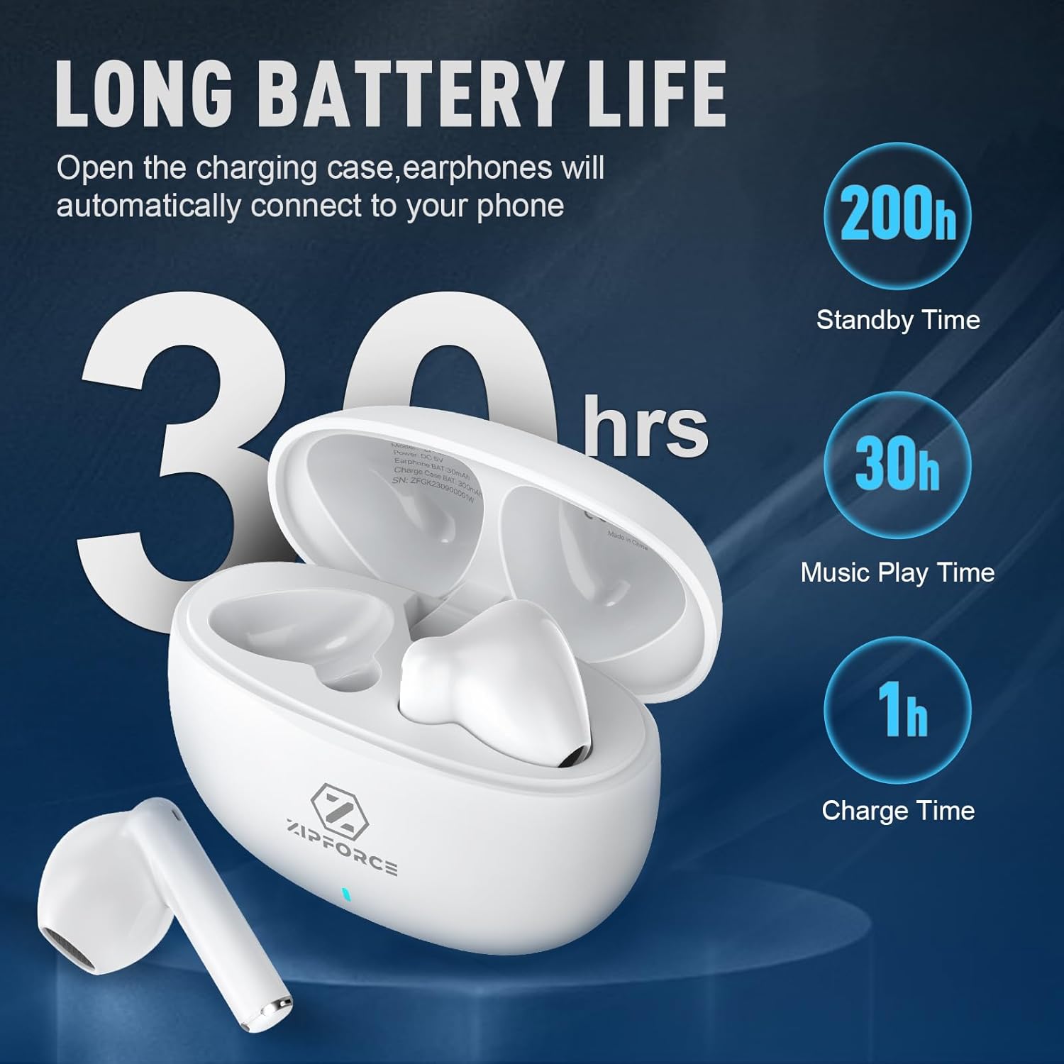 ZIPFORCE True Wireless Earbuds, in-Ear Bluetooth 5.3 Headphones 4-Mics ENC Clear Call, Bluetooth Earbuds Touch Control 40 Playtime, IPX6 Waterproof TWS, Light-Weight Earphones - Image 5