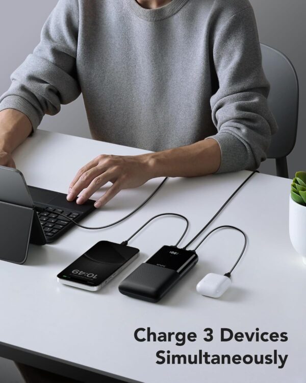 VRURC Power Bank 20000mAh 20W Fast Charging PD 18W QC 3.0 USB C Battery Pack Portable Charger with 3 Outputs & 2 Inputs Compatible with iPhone/Samsung/iPad/Android Smartphone/Tablet - Image 8