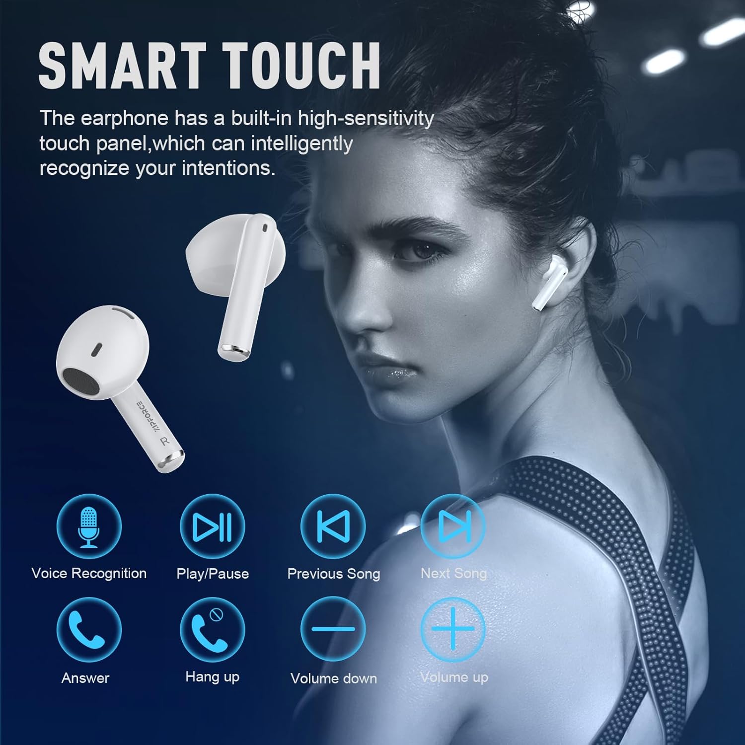 ZIPFORCE True Wireless Earbuds, in-Ear Bluetooth 5.3 Headphones 4-Mics ENC Clear Call, Bluetooth Earbuds Touch Control 40 Playtime, IPX6 Waterproof TWS, Light-Weight Earphones - Image 6