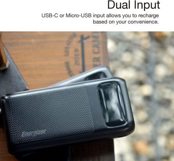 Energizer 20000 mAh Power Bank with 20W Power Delivery for iPhone and 18W Smart Fast Charge for Android, Triple Outputs, With LCD Indicator, Black - Image 8