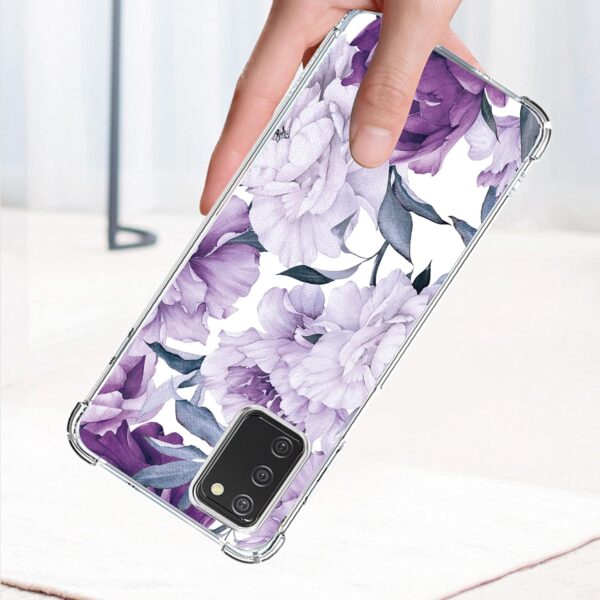 for Galaxy A03S Case,Samsung Galaxy A03S,TPU Soft Rubber Four Corners Reinforced Anti-Fall Mobile Phone case Cover for Samsung Galaxy A03S (Purple Flower) - Image 3