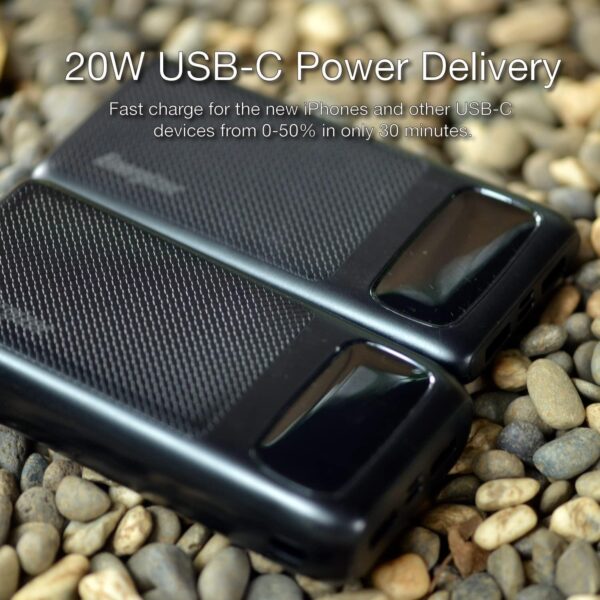 Energizer 20000 mAh Power Bank with 20W Power Delivery for iPhone and 18W Smart Fast Charge for Android, Triple Outputs, With LCD Indicator, Black - Image 6