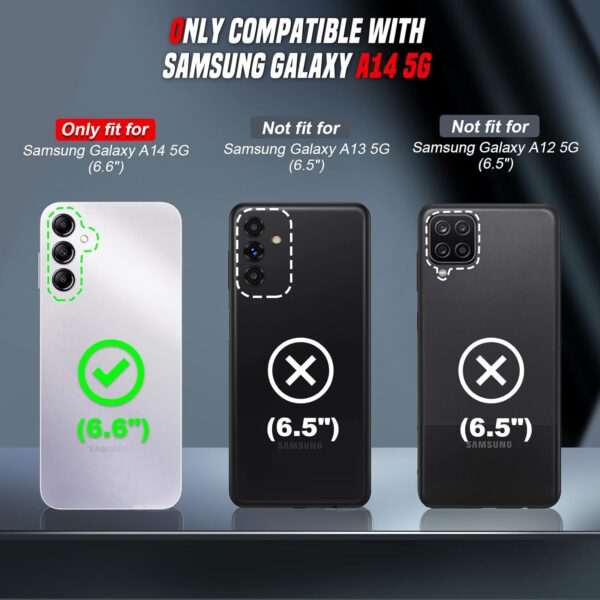 LeYi for Samsung Galaxy A14 5G Case: Galaxy A14 5G Phone Case with 【2 Pack】 Screen Protectors, Slide Camera Cover & Magnetic Kickstand Heavy Duty Protective para Samsung A14 5G Mobile, Dark Blue - Image 3