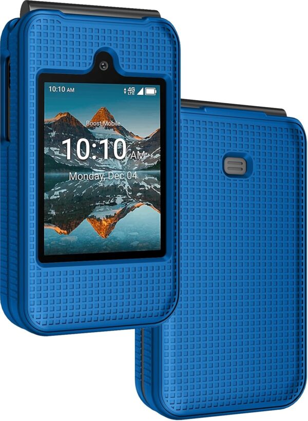 Case for Consumer Cellular Iris Easy Flip Phone/Boost Mobile Summit Flip 4G, Nakedcellphone Slim Hard Shell Protector Cover [Anti-Fingerprint, Grid Texture] for SL006D (2024) - Cobalt Blue - Image 2