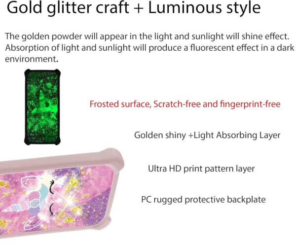 jioeuinly Cloud Mobile Stratus C7 Case Compatible with Cloud Mobile Stratus C7 Phone Case Cover [with Tempered Glass Screen Protector][Hard PC + Soft Silicone][Gold Glitter+Luminous] JSF-DJS - Image 4