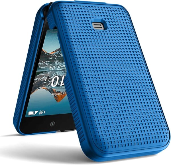 Case for Consumer Cellular Iris Easy Flip Phone/Boost Mobile Summit Flip 4G, Nakedcellphone Slim Hard Shell Protector Cover [Anti-Fingerprint, Grid Texture] for SL006D (2024) - Cobalt Blue - Image 5