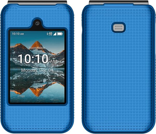Case for Consumer Cellular Iris Easy Flip Phone/Boost Mobile Summit Flip 4G, Nakedcellphone Slim Hard Shell Protector Cover [Anti-Fingerprint, Grid Texture] for SL006D (2024) - Cobalt Blue - Image 3