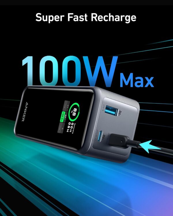 Anker Prime Power Bank, 20,000mAh Portable Charger with 200W Output, Smart Digital Display, 2 USB-C and 1 USB-A Port Compatible with MacBook Pro/Air, iPhone 16/15/14 Series, Samsung, Huaiwei, Dell - Image 4