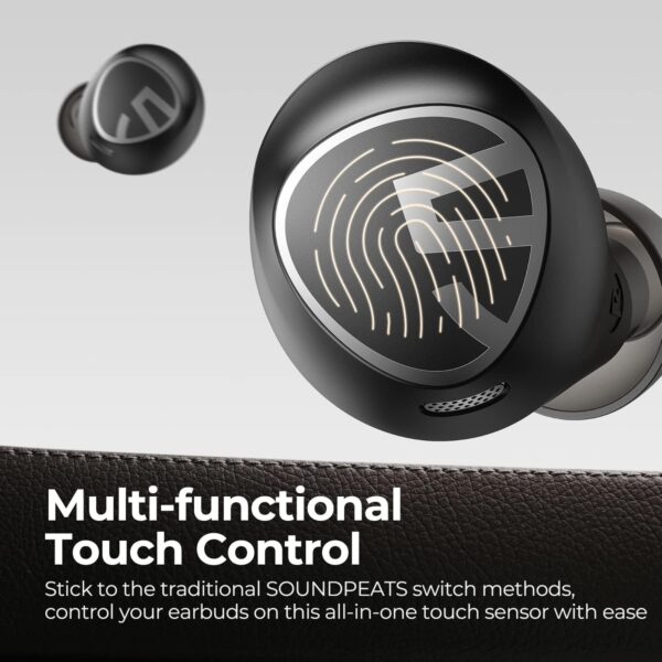 SoundPEATS Free2 classic Wireless Earbuds Bluetooth Headphones with 30Hrs Playtime in-Ear Wireless Earphones, Built-in Mic for Clear Calls, Touch Control, Single/Twin Mode, Stereo Sound - Image 7