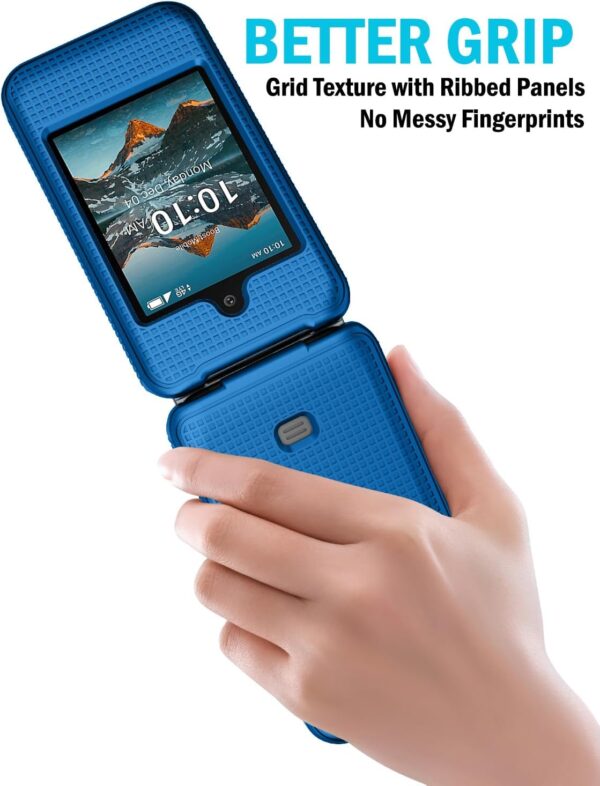 Case for Consumer Cellular Iris Easy Flip Phone/Boost Mobile Summit Flip 4G, Nakedcellphone Slim Hard Shell Protector Cover [Anti-Fingerprint, Grid Texture] for SL006D (2024) - Cobalt Blue - Image 4