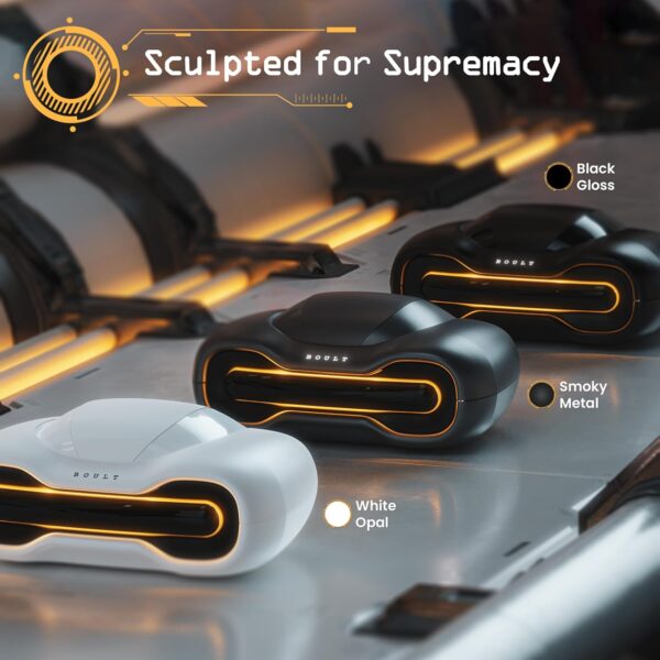 Boult Audio UFO Truly Wireless in Ear Earbuds with 48H Playtime, Built-in App Support, 45ms Low Latency Gaming, 4 Mics ENC, Breathing LEDs, 13mm Bass Drivers Ear Buds TWS, Made in India (Smoky Metal) - Image 9