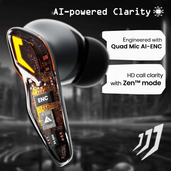 Boult Audio UFO Truly Wireless in Ear Earbuds with 48H Playtime, Built-in App Support, 45ms Low Latency Gaming, 4 Mics ENC, Breathing LEDs, 13mm Bass Drivers Ear Buds TWS, Made in India (Smoky Metal) - Image 7