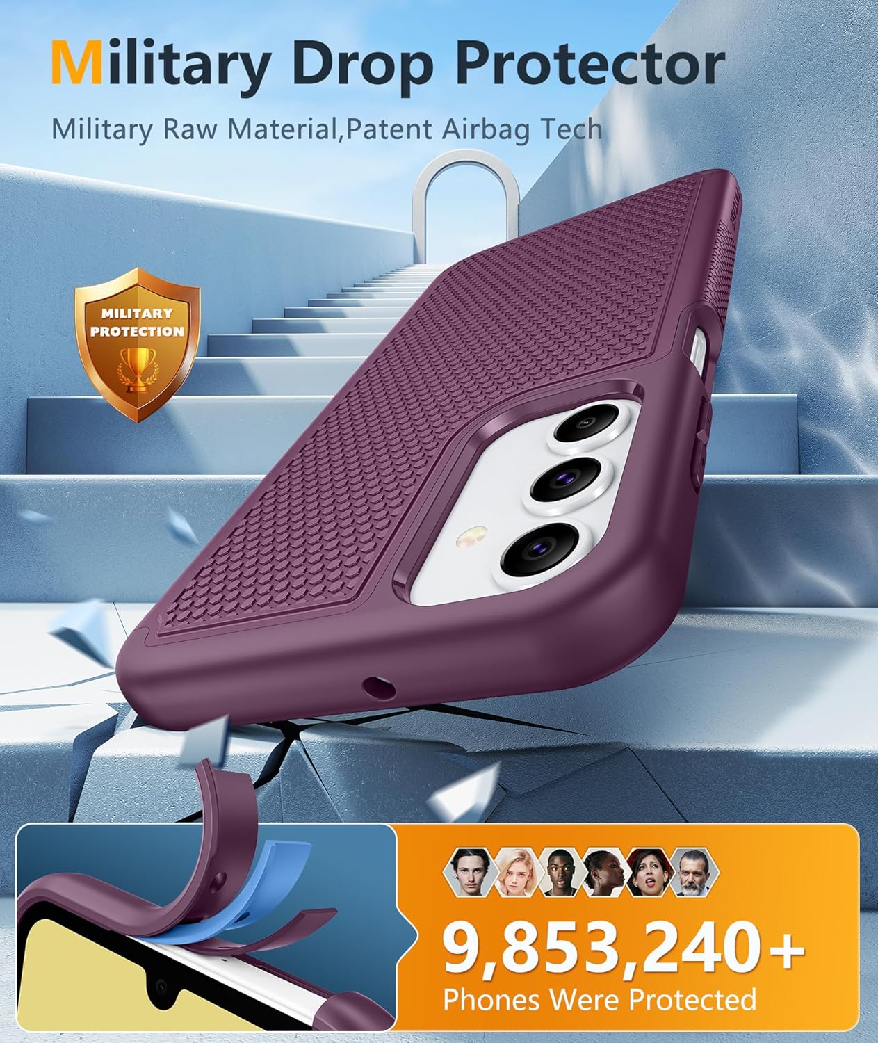 FNTCASE for Samsung Galaxy A15-5G Case: Dual Layer Protective Heavy Duty Cell Phone Cover Shockproof Rugged with Non Slip Textured Back - Military Protection Bumper Tough - 2024, 6.5inch - Image 5