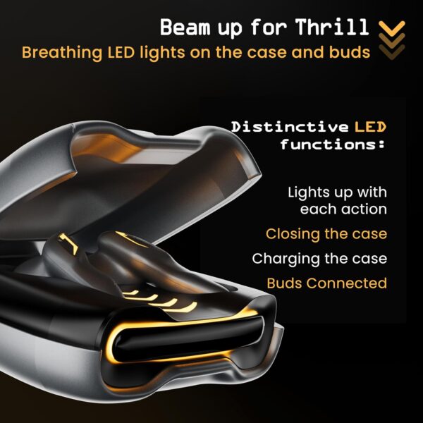 Boult Audio UFO Truly Wireless in Ear Earbuds with 48H Playtime, Built-in App Support, 45ms Low Latency Gaming, 4 Mics ENC, Breathing LEDs, 13mm Bass Drivers Ear Buds TWS, Made in India (Smoky Metal) - Image 8