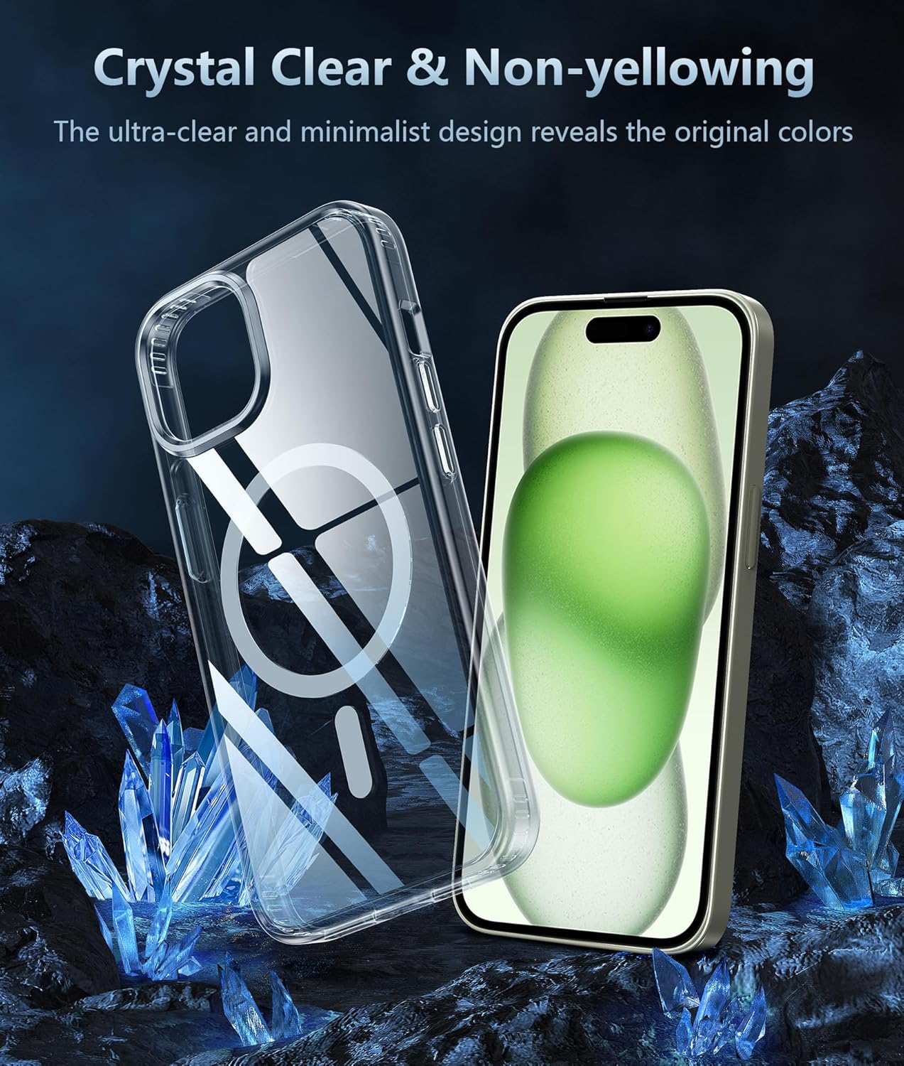 FNTCASE for iPhone 15-Plus Phone Case: Clear Case Military Grade Shockproof Protective Magnetic Cell Phone Cover, Anti Yellowing Scratch-Resistant Drop Proof Phonecase for iPhone 15-Plus 5G 6.7 inch - Image 8