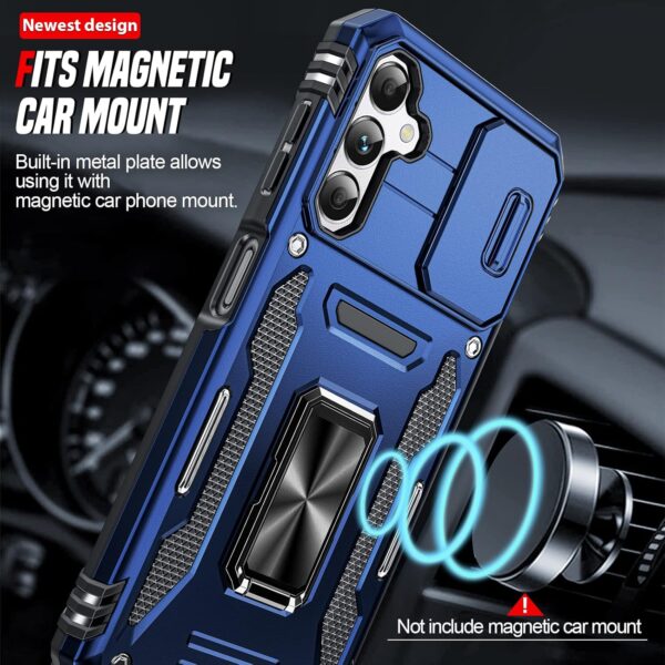 LeYi for Samsung Galaxy A14 5G Case: Galaxy A14 5G Phone Case with 【2 Pack】 Screen Protectors, Slide Camera Cover & Magnetic Kickstand Heavy Duty Protective para Samsung A14 5G Mobile, Dark Blue - Image 7