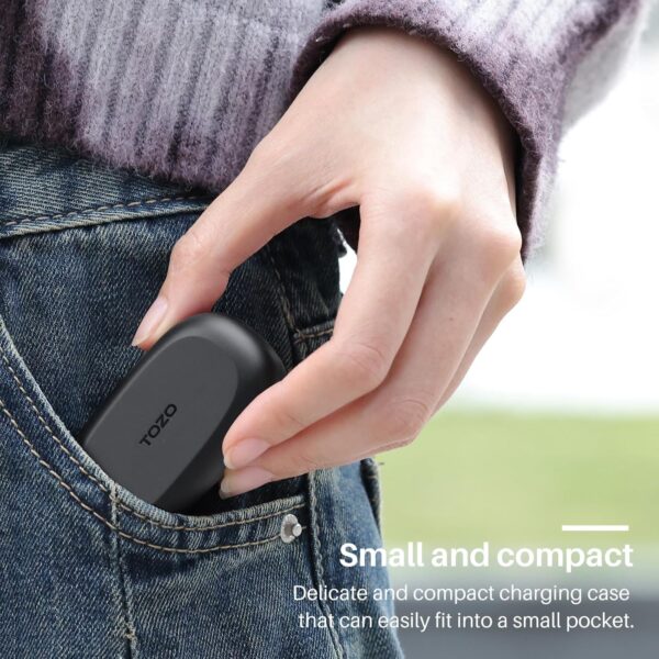 TOZO A1 Mini Wireless Earbuds Bluetooth 5.3 in Ear Light-Weight Headphones Built-in Microphone, IPX5 Waterproof, Immersive Premium Sound Long Distance Connection Headset with Charging Case, Black - Image 10