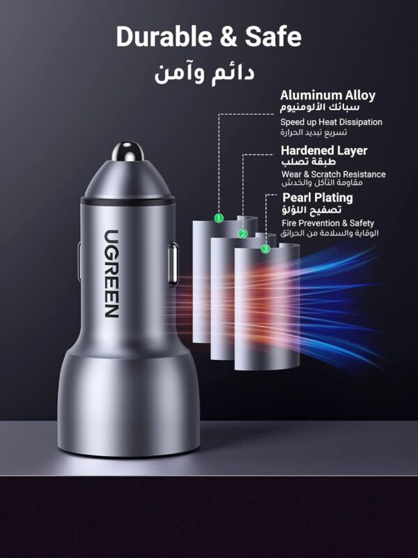 UGREEN 52.5W Car Charger Cable PD30W iPhone 16 Pro Car Charger Fast Dual USB Ports Fast Car Power Adapter Samsung S24 Series 25W Car USB Charger With 1M USB C Cable for Samsung, iPhone, iPad, Huawei - Image 7
