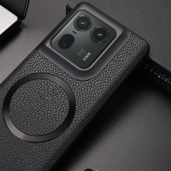 Gruattreay Magnetic PU Leather Cover Compatible with Motorola Edge 50 Ultra 5G Camera Proteciton Back Case For Moto Edge 50 Ultra (Black) - Image 6
