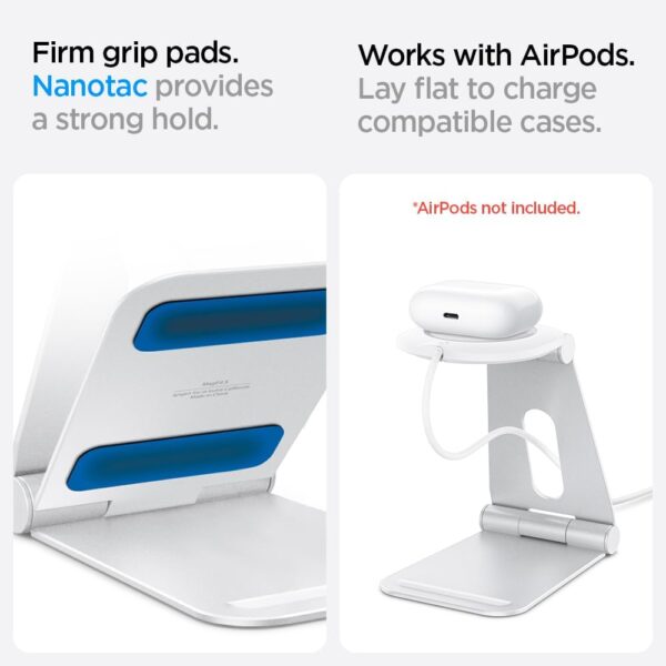 Spigen Mag Fit S designed for MagSafe Charger Stand Aluminum Adjustable Phone Stand Compatible with iPhone 15/14/13/12 Series, AirPod Pro, AirPod Pro 2, AirPod 3 MagFit Charging Stand - White - Image 8