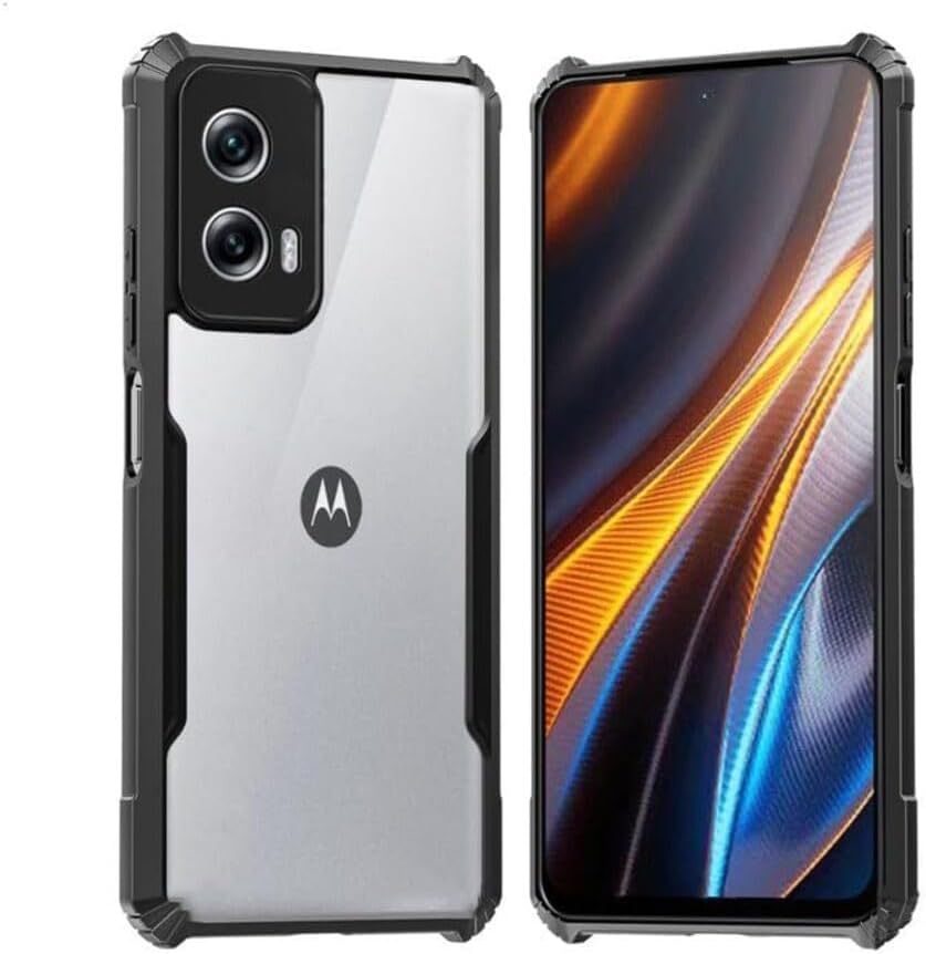 Zubitech Motorola G85 Shockproof Crystal Clear Back Cover Case for Moto G85 | 360 Degree Protection | Protective Design | Transparent Back PC & TPU | Black Bumper for Moto G85 - Image 6