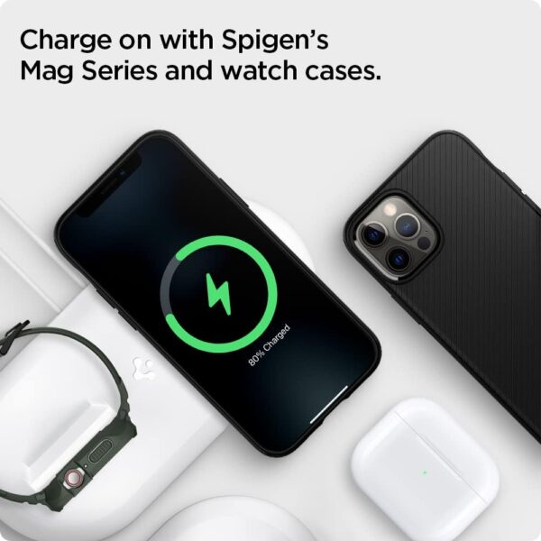 Spigen Mag Fit Duo Designed for MagSafe Charger Pad/Designed for Apple Watch Stand for All Series - White - Image 9