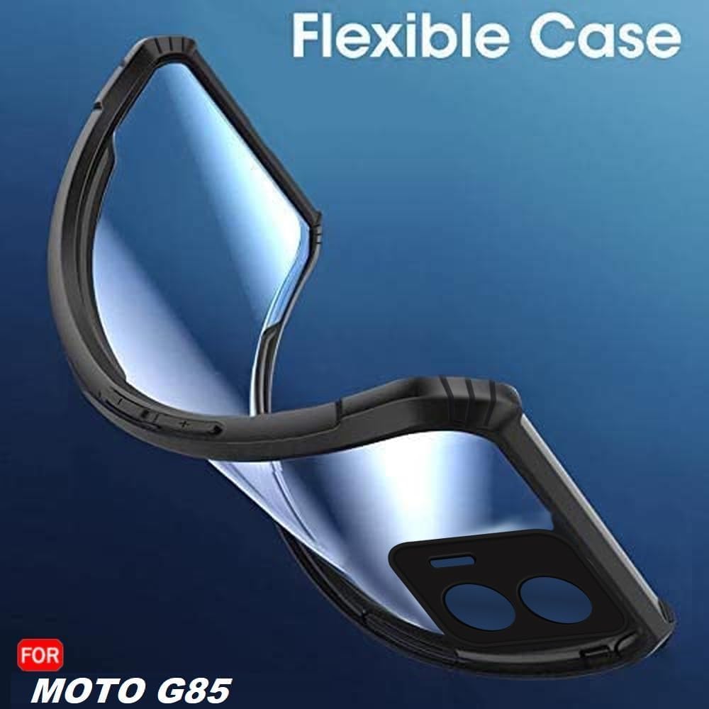 Zubitech Motorola G85 Shockproof Crystal Clear Back Cover Case for Moto G85 | 360 Degree Protection | Protective Design | Transparent Back PC & TPU | Black Bumper for Moto G85 - Image 4