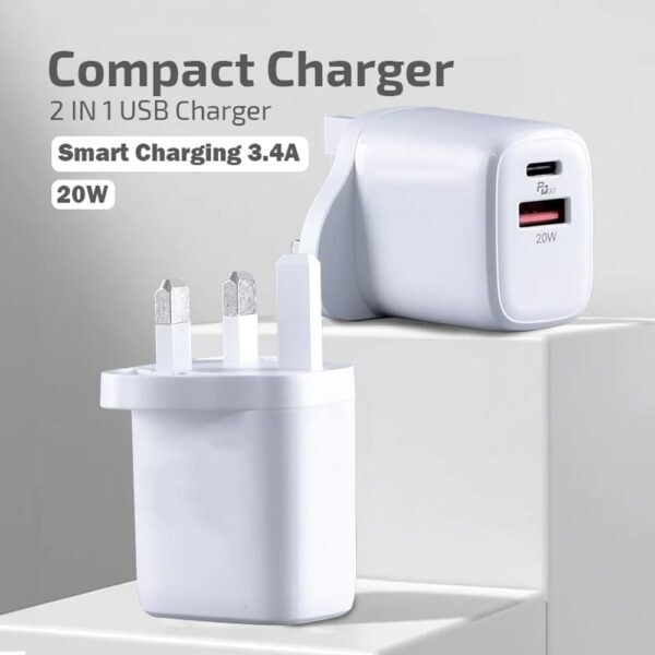 DV 20W USB C Fast Charger With Cable TYPE A, TYPE C FOR iPhone 15 14/14 Plus/14 Pro/14 Pro Max/13 12 11 X XR XS SE 8 7 6 6S Mini, Pad Pro, USBC PD Charging Plug (20W QC3.0 + PD + USB Fast Cable C) - Image 3