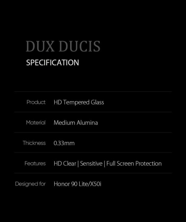DUX DUCIS 9D Tempered Glass Screen Protector, Designed for Honor 90 Lite/X50i, Medium Alumina Glass Film Full Glue HD Clear Phone Screen Protector - Black (1-Pack) - Image 10