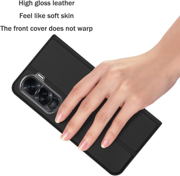 OIATROE Case for Honor 90 Lite/X50i, Skin Touch Series，PU Leather Wallet case Stand Cover,Magnetic Closure,Leather Flip Cover Wallet for Honor 90 Lite/X50i -Black - Image 5
