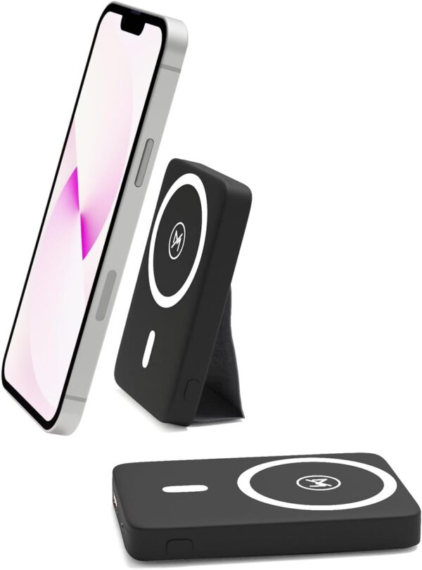 Max & Max Magnetic 10000 mAh Power bank, Wireless Portable charger with Foldable stand, PD 20W wired charging, iPhone magnetic charger for iPhone 15/14/13/12 and Samsung S24 S23 series - Black - Image 2