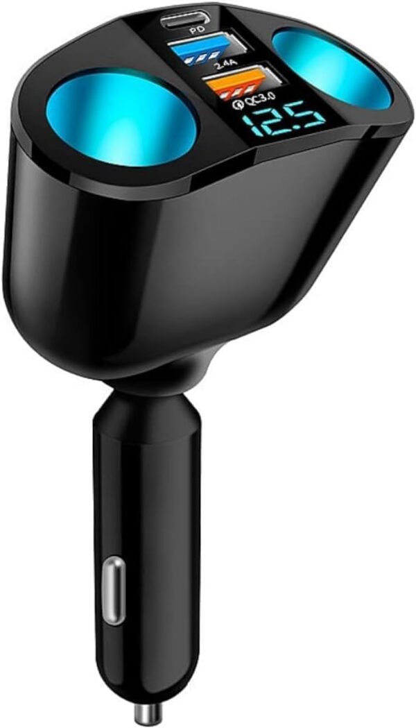 NALACAL Car Charger Cigarette Lighter Adapter, USB C Car Charger Socket 12V-24V, 120W Fast Charge Cigarette Lighter, PD & QC3.0 USB Charger Adapter - Image 2