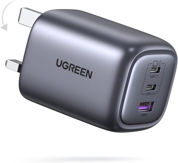 UGREEN Nexode 65W USB C Charger 3-Port Foldable GaN Laptop Charger Type C Fast Wall Charger Plug Compatile for MacBook Pro/Air, HP/Dell/Lenovo, iPad Pro/Air, iPhone 16 Pro Max,Galaxy S24 Ultra/S23,etc - Image 2